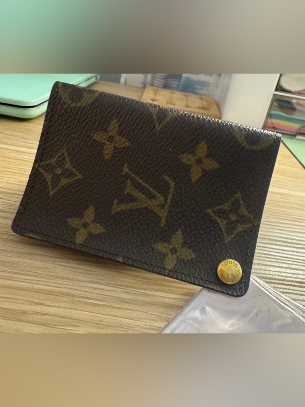 Louis Vuitton Monogram Card Holder Photo Sleeve Wallet Vintage Made in France - Picture 8 of 10